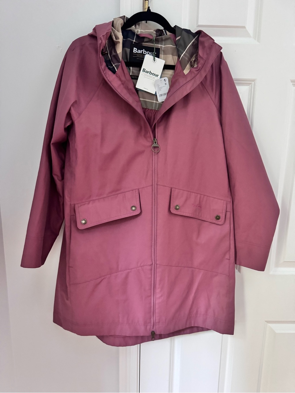 Barbour Women's Heron Waterproof Dusty Rose Hooded Trench Jacket  Coat NWT $325